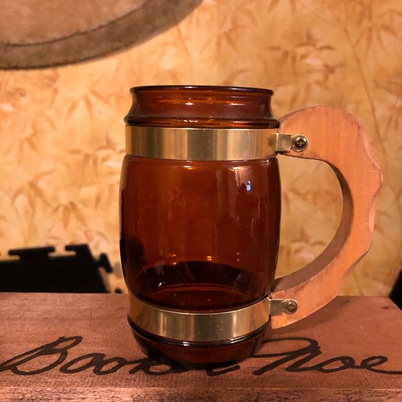 Vintage Siesta Ware Brown Barrel Wood Handle Mugs - Lot of 2 - Picture 3 of 7